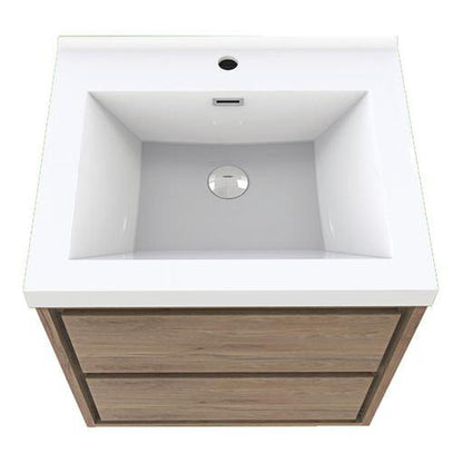 Eden 24&quot; White Oak Wall-Mounted Modern Vanity With Single Reinforced White Acrylic Sink