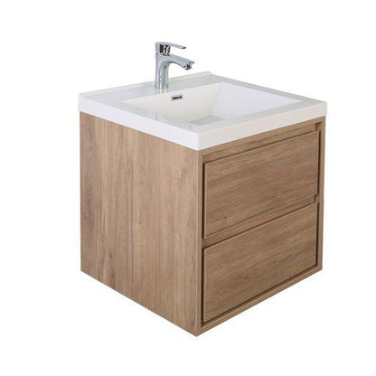 Eden 24&quot; White Oak Wall-Mounted Modern Vanity With Single Reinforced White Acrylic Sink