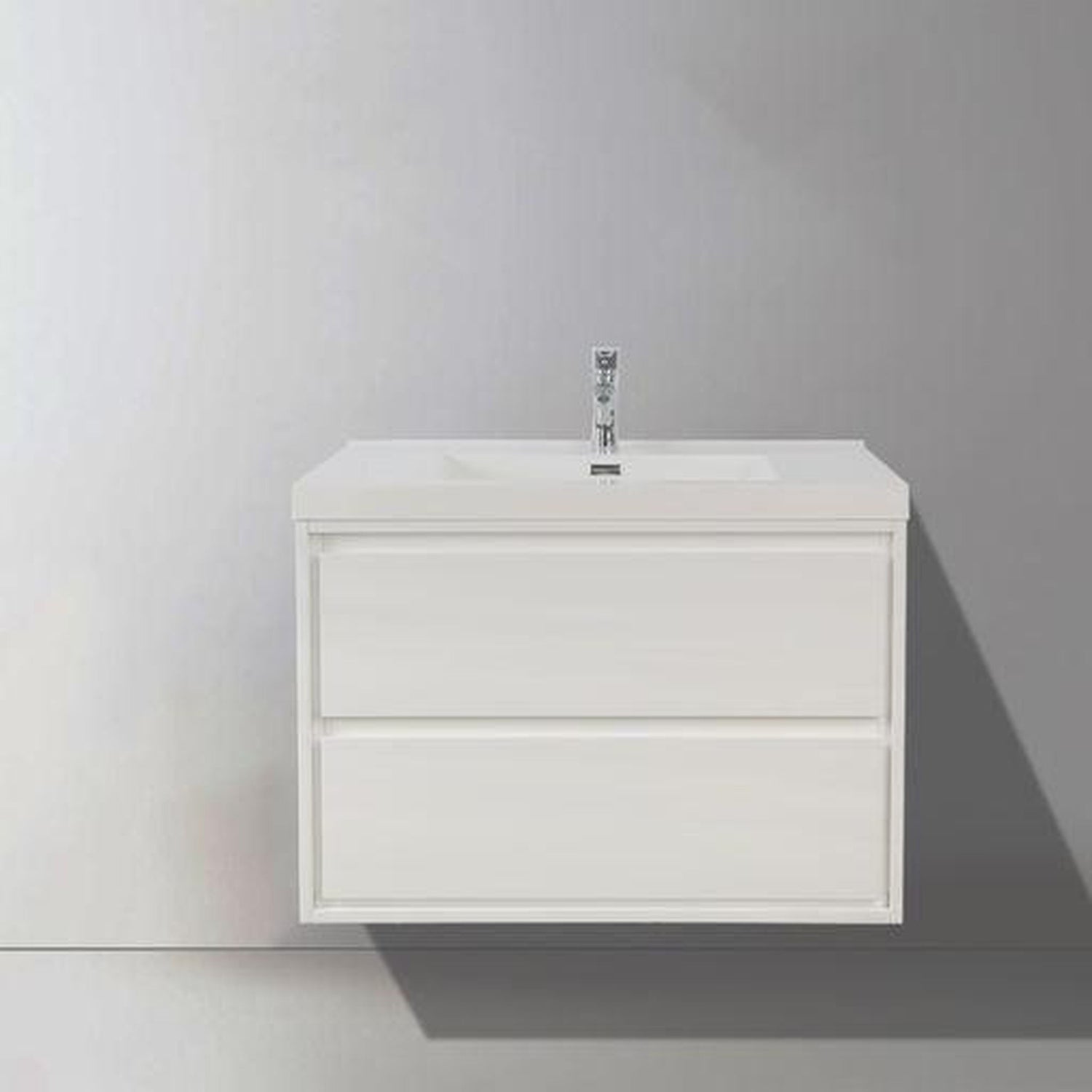 Eden 30&quot; High Gloss White Wall-Mounted Modern Vanity With Single Reinforced White Acrylic Sink