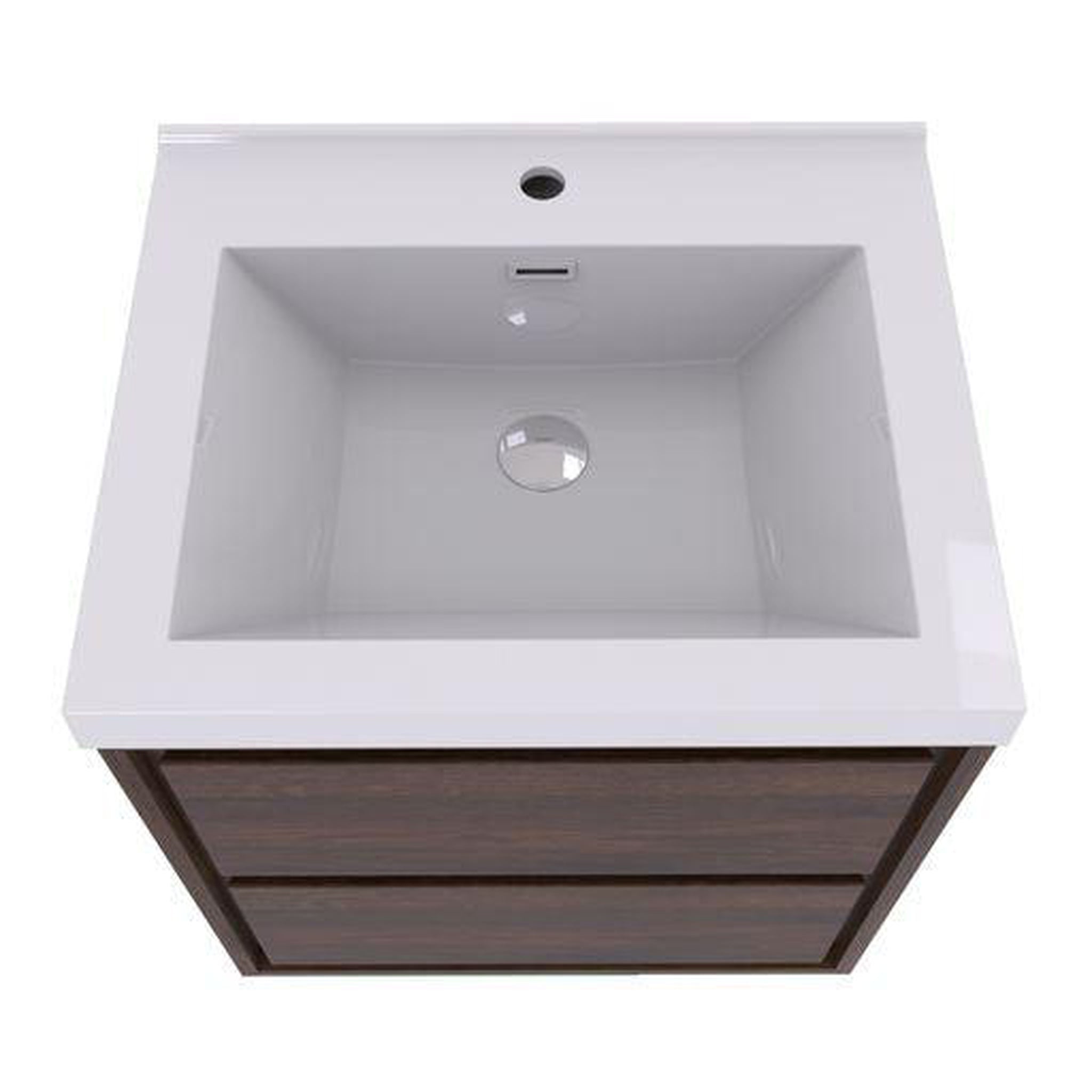 Eden 30&quot; Rosewood Wall-Mounted Modern Vanity With Single Reinforced White Acrylic Sink