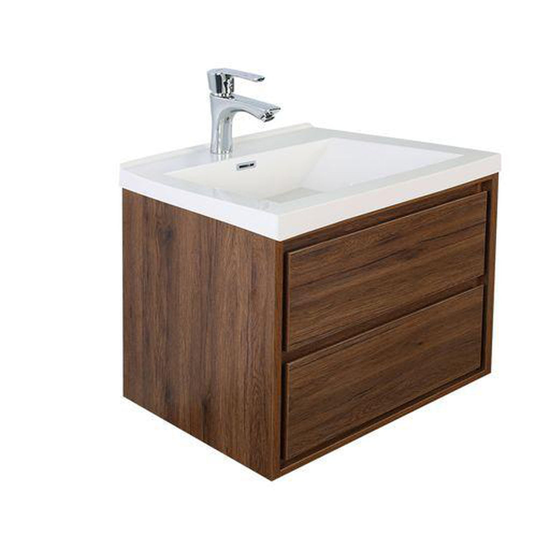 Eden 30&quot; Rosewood Wall-Mounted Modern Vanity With Single Reinforced White Acrylic Sink