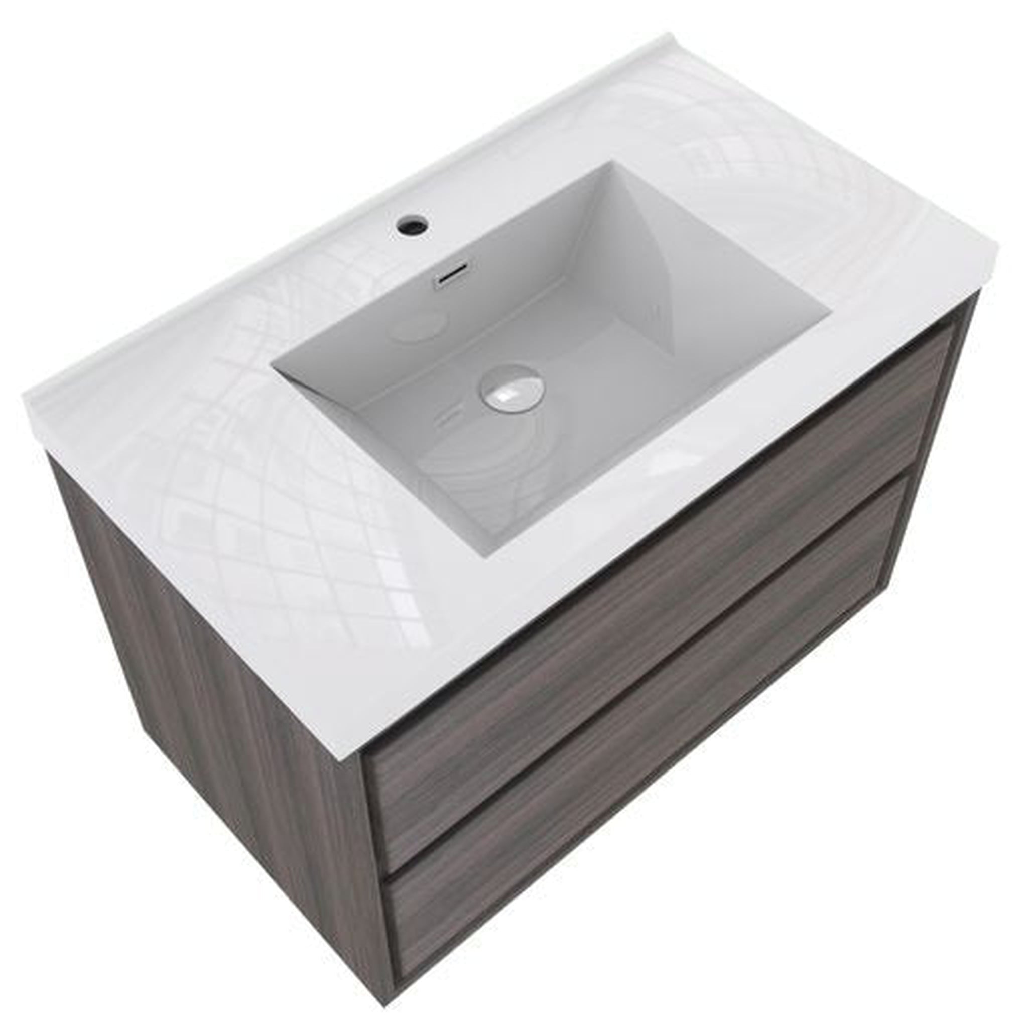 Eden 36&quot; Dark Gray Oak Wall-Mounted Modern Vanity With Single Reinforced White Acrylic Sink