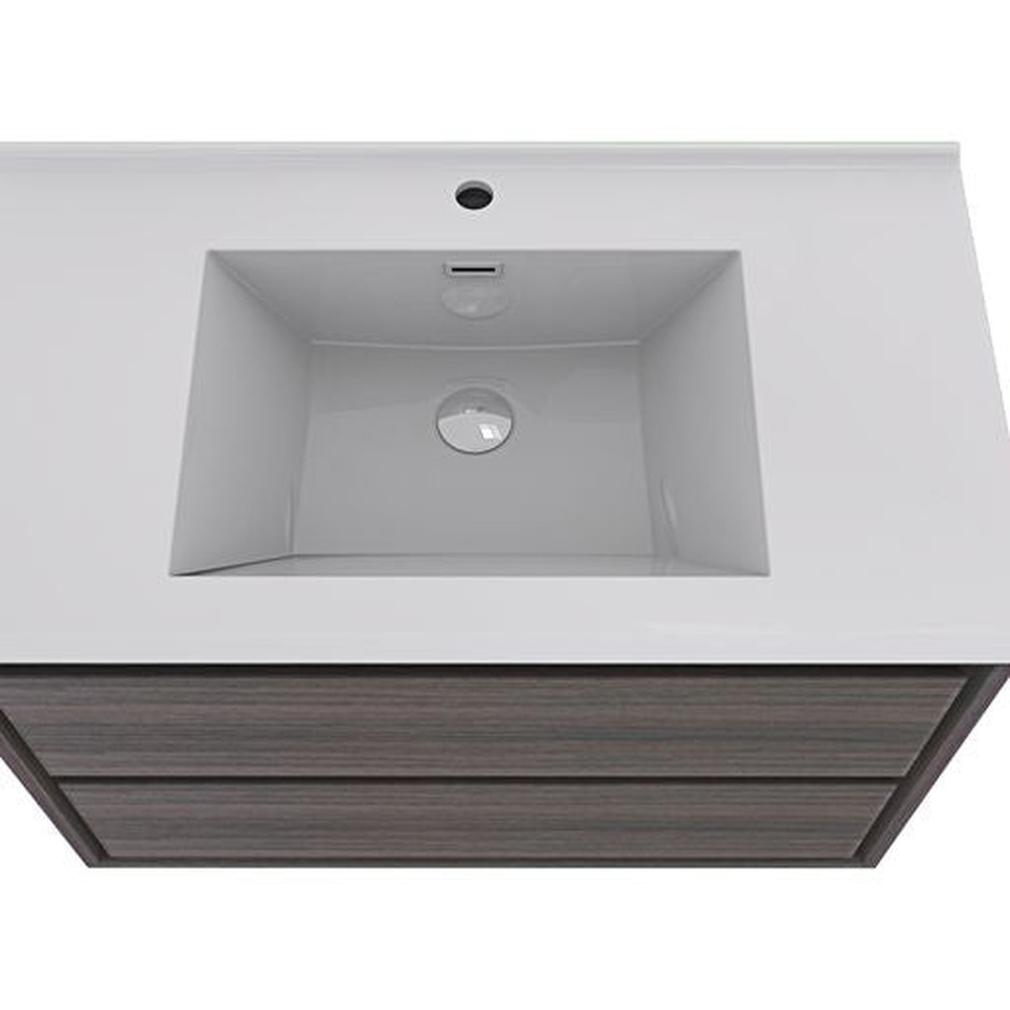 Eden 36&quot; Dark Gray Oak Wall-Mounted Modern Vanity With Single Reinforced White Acrylic Sink