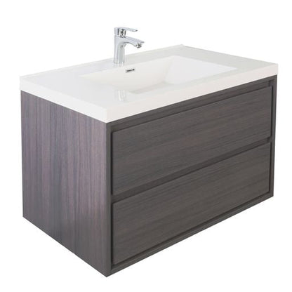 Eden 36&quot; Dark Gray Oak Wall-Mounted Modern Vanity With Single Reinforced White Acrylic Sink