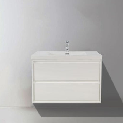 Eden 36&quot; High Gloss White Wall-Mounted Modern Vanity With Single Reinforced White Acrylic Sink