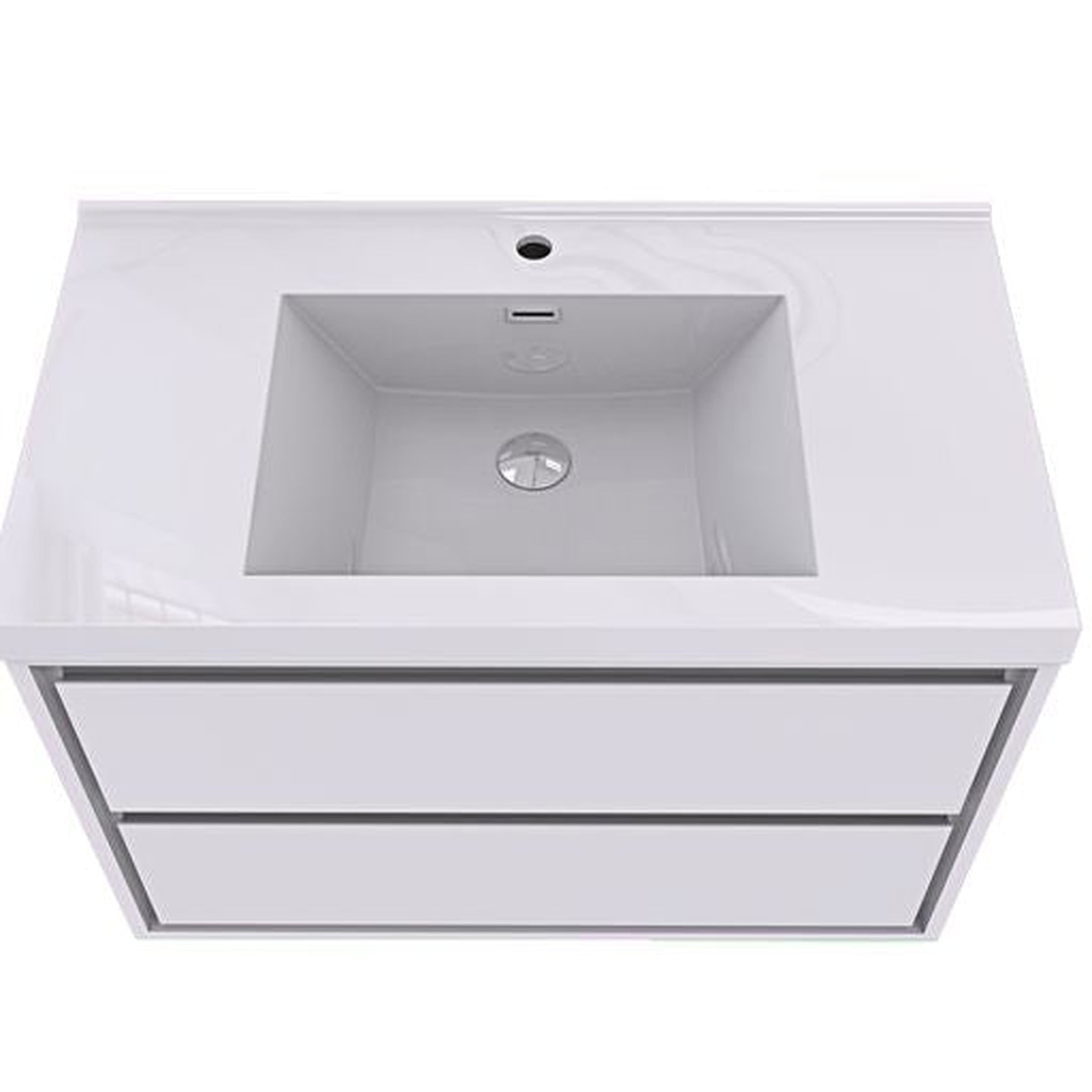 Eden 36&quot; High Gloss White Wall-Mounted Modern Vanity With Single Reinforced White Acrylic Sink