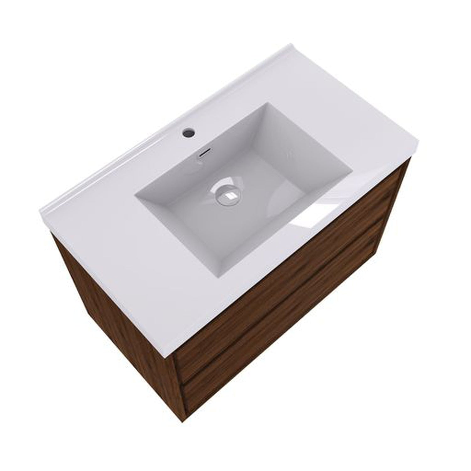 Eden 36&quot; Rosewood Wall-Mounted Modern Vanity With Single Reinforced White Acrylic Sink