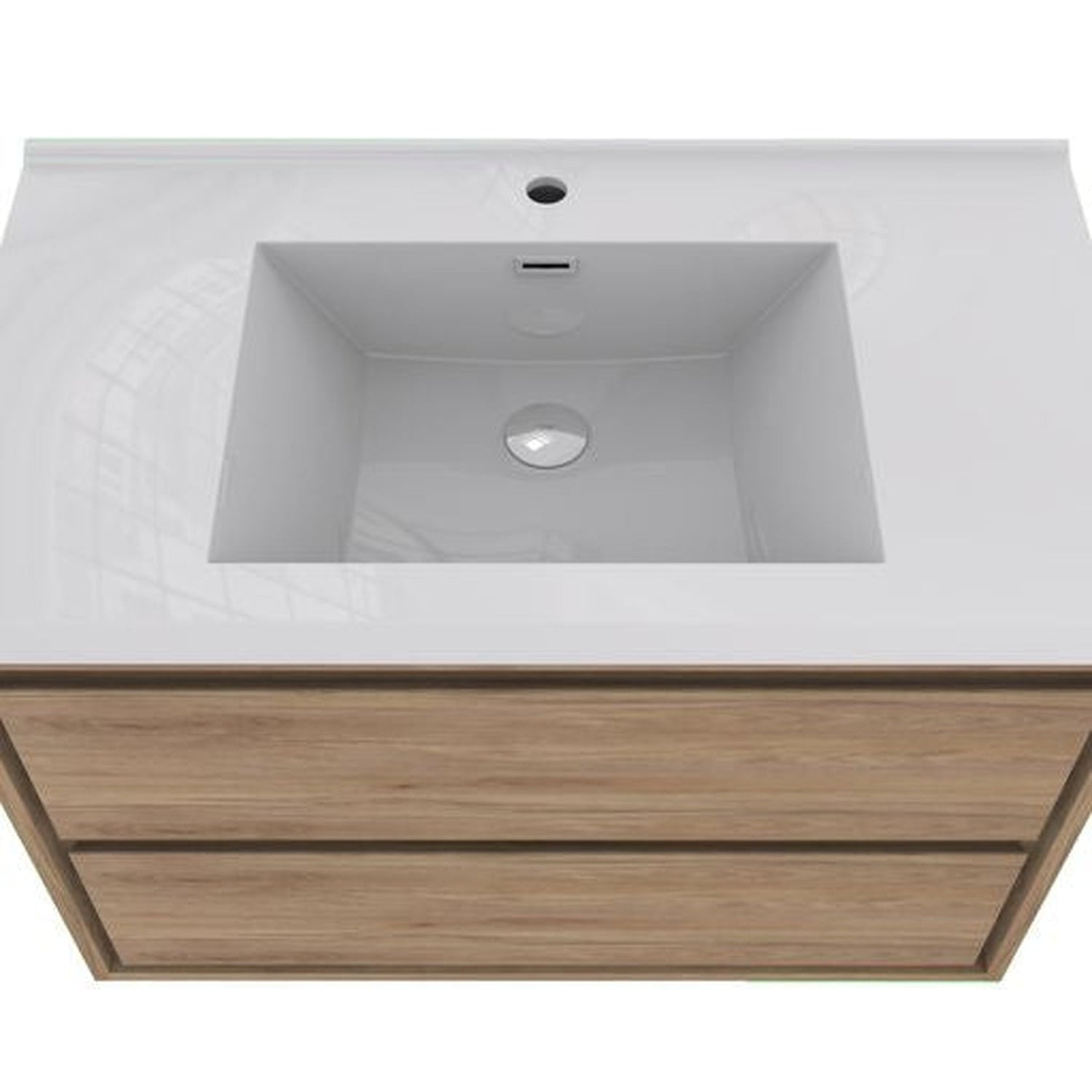 Eden 36&quot; White Oak Wall-Mounted Modern Vanity With Single Reinforced White Acrylic Sink