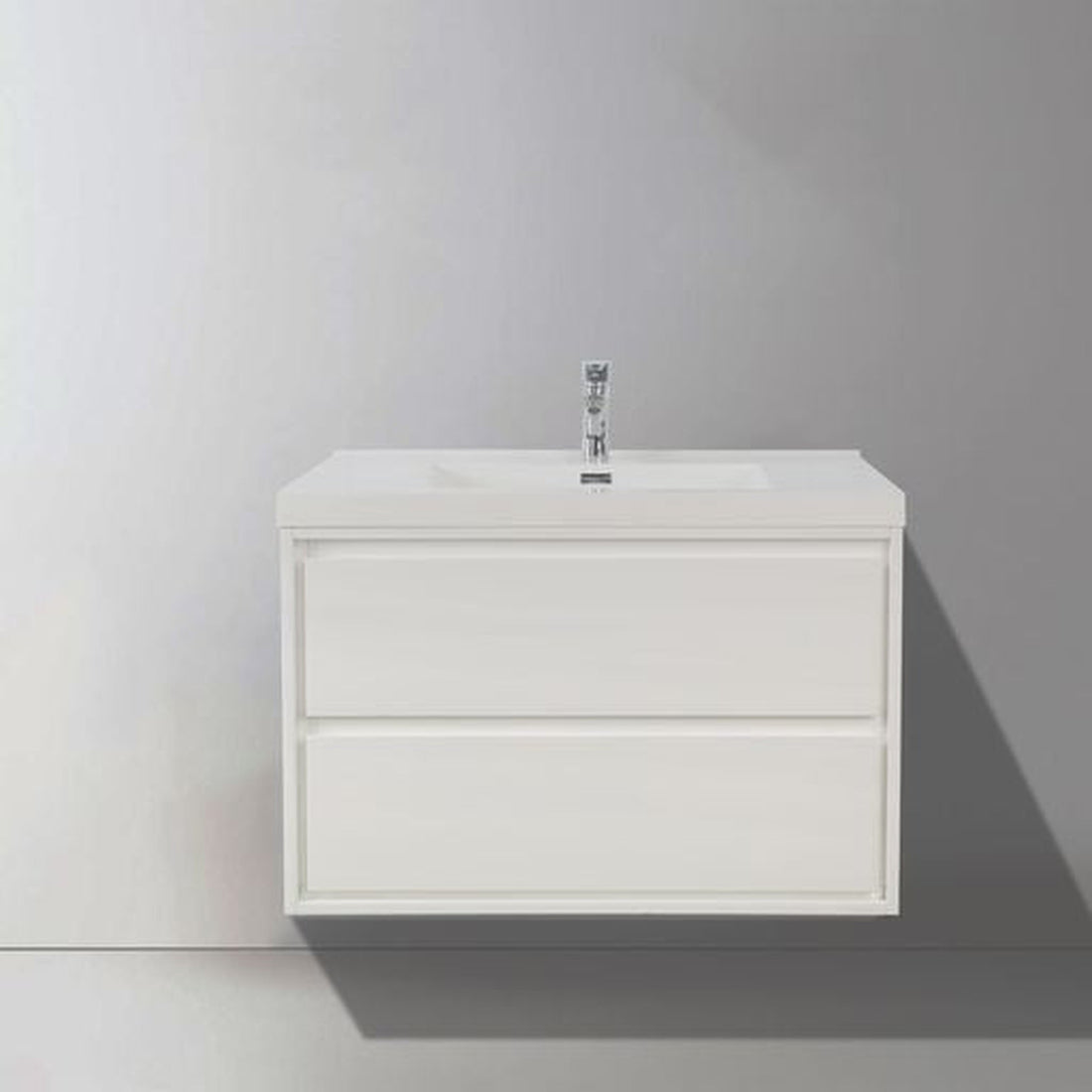 Eden 42&quot; High Gloss White Wall-Mounted Modern Vanity With Single Reinforced White Acrylic Sink