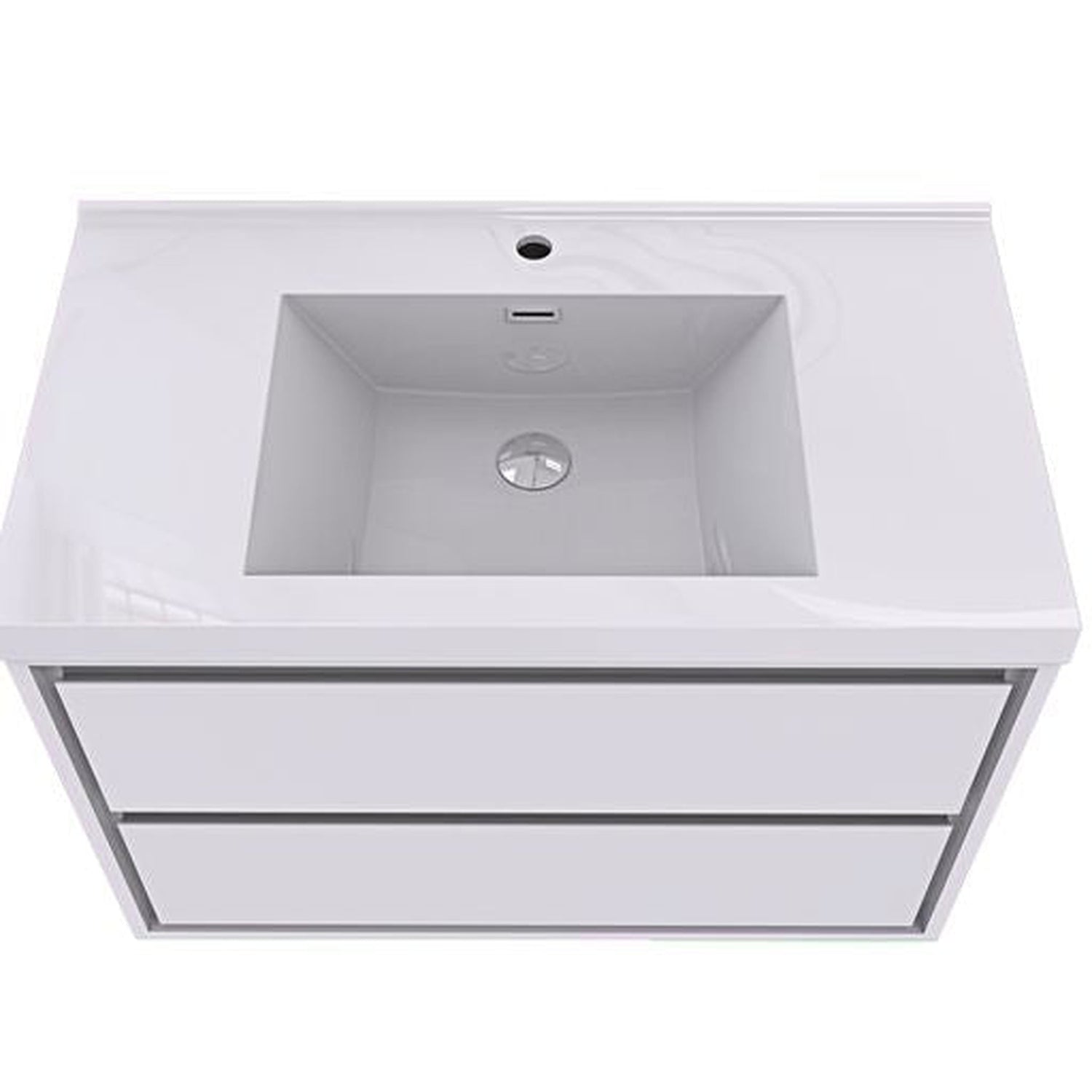 Eden 42&quot; High Gloss White Wall-Mounted Modern Vanity With Single Reinforced White Acrylic Sink