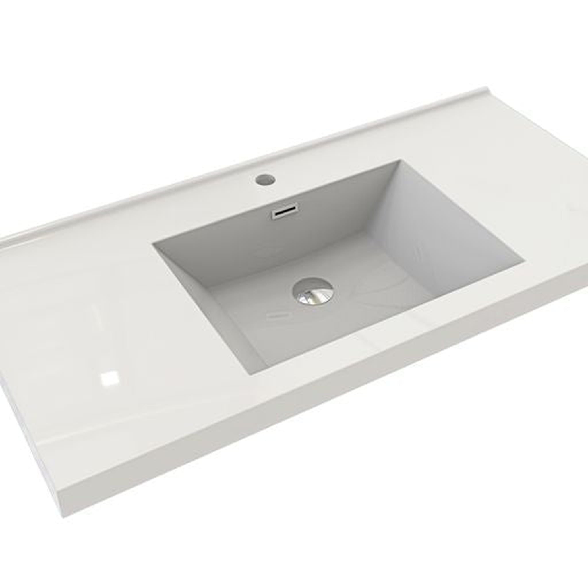 Eden 42&quot; High Gloss White Wall-Mounted Modern Vanity With Single Reinforced White Acrylic Sink