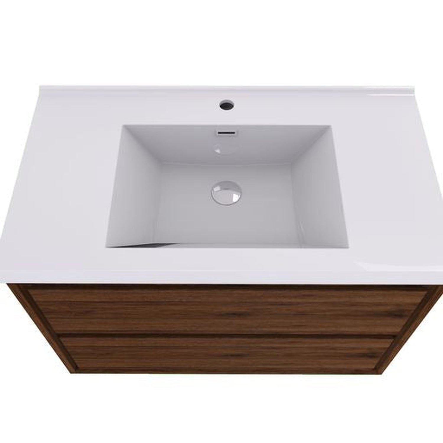 Eden 42&quot; Rosewood Wall-Mounted Modern Vanity With Single Reinforced White Acrylic Sink