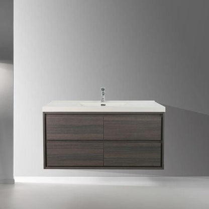 Eden 48&quot; Dark Gray Oak Wall-Mounted Modern Vanity With Single Reinforced White Acrylic Sink