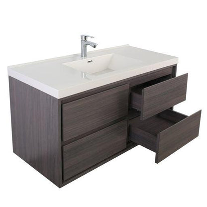 Eden 48&quot; Dark Gray Oak Wall-Mounted Modern Vanity With Single Reinforced White Acrylic Sink