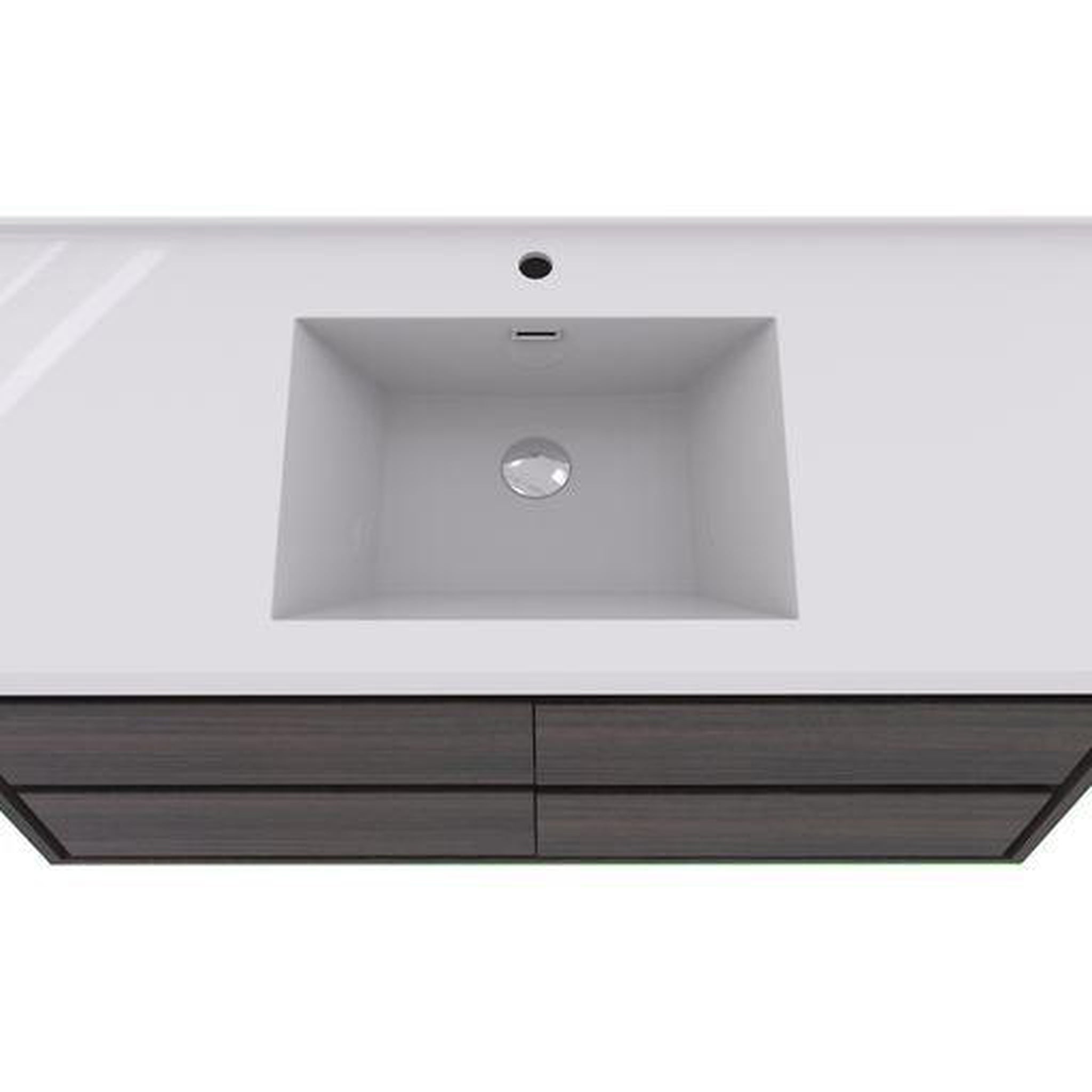 Eden 48&quot; Dark Gray Oak Wall-Mounted Modern Vanity With Single Reinforced White Acrylic Sink