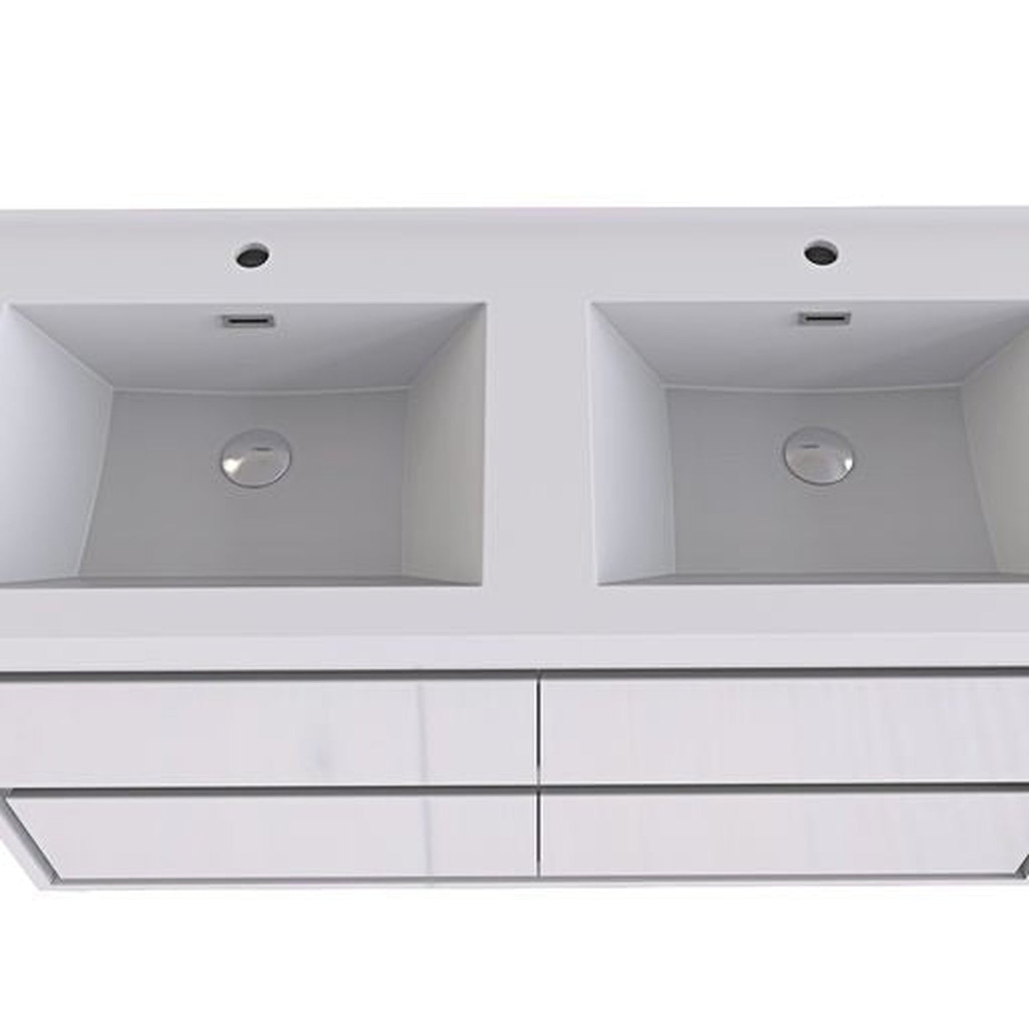 Eden 48&quot; High Gloss White Wall-Mounted Modern Vanity With Double Reinforced White Acrylic Sinks