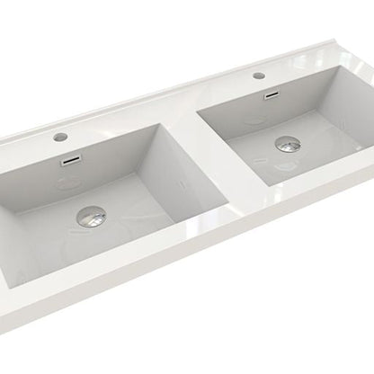 Eden 48&quot; High Gloss White Wall-Mounted Modern Vanity With Double Reinforced White Acrylic Sinks