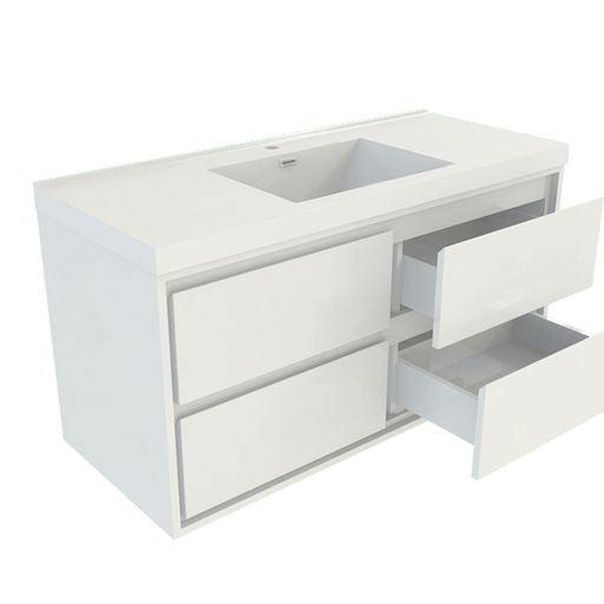 Eden 48&quot; High Gloss White Wall-Mounted Modern Vanity With Single Reinforced White Acrylic Sink