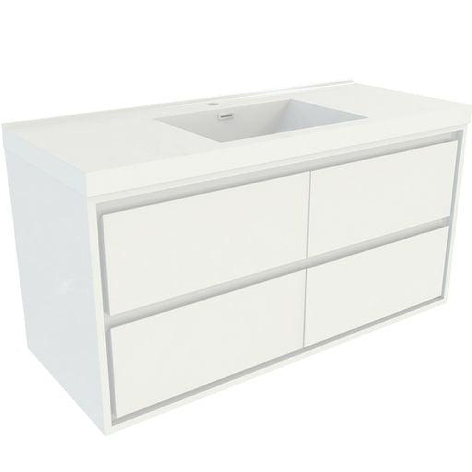 Eden 48&quot; High Gloss White Wall-Mounted Modern Vanity With Single Reinforced White Acrylic Sink