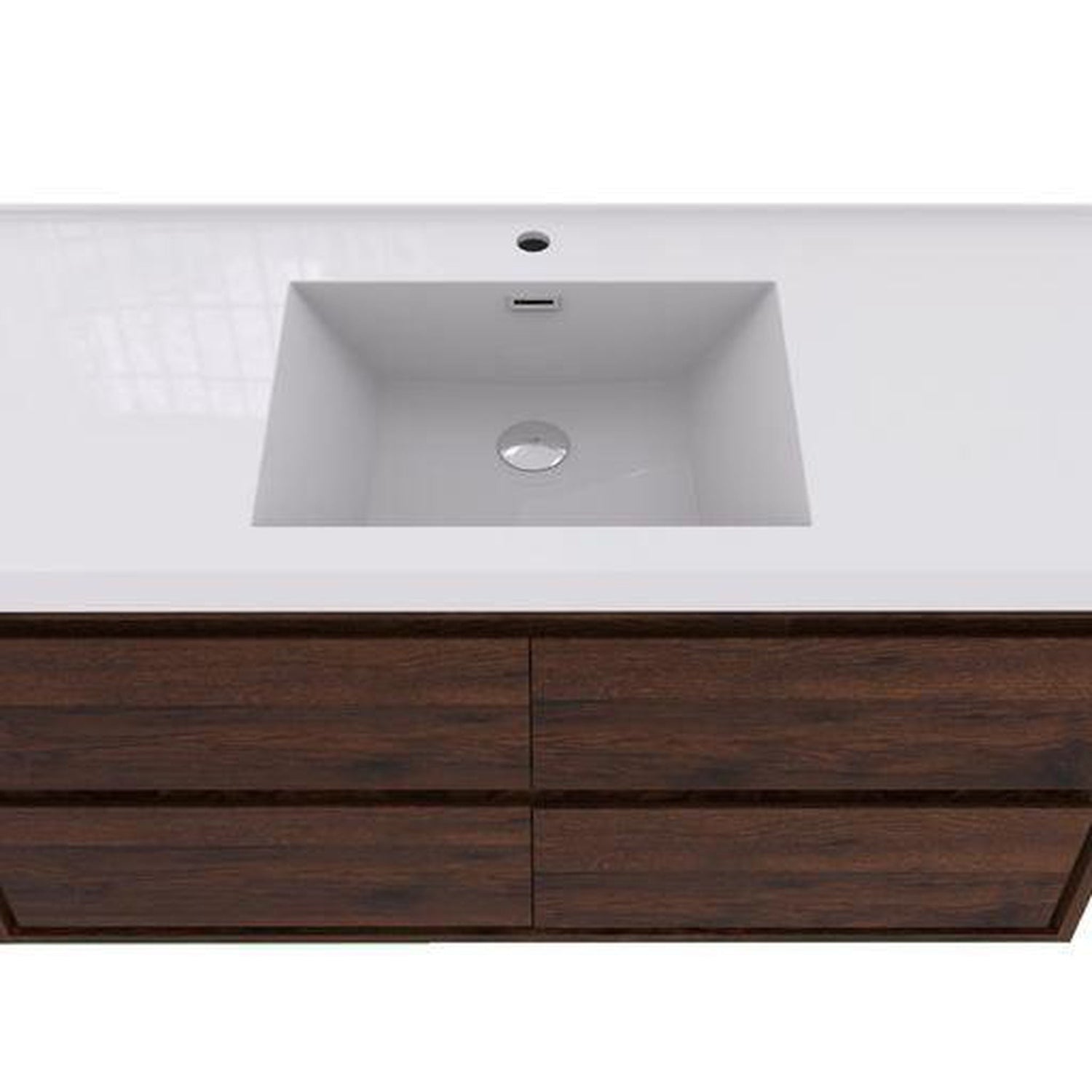 Eden 48&quot; Rosewood Wall-Mounted Modern Vanity With Single Reinforced White Acrylic Sink