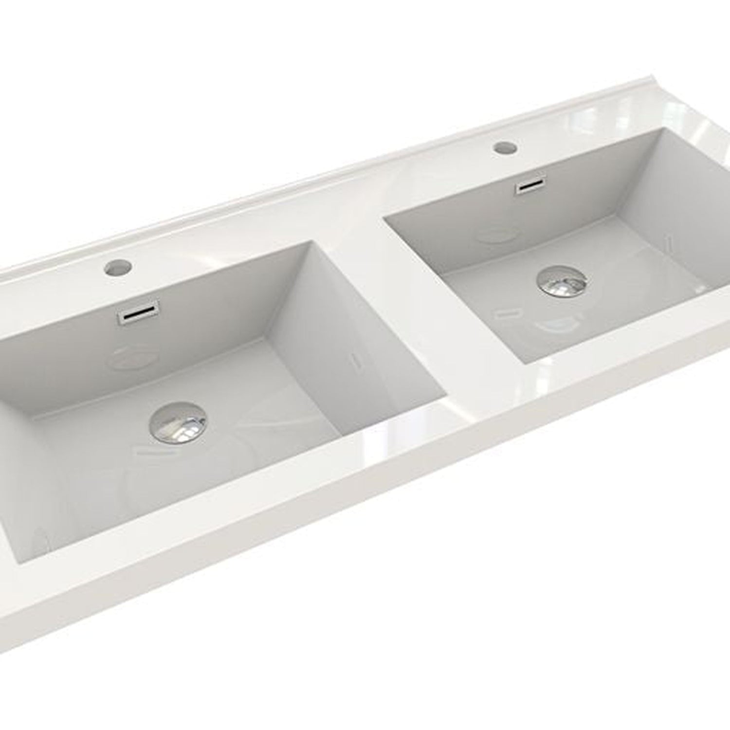 Eden 48&quot; White Oak Wall-Mounted Modern Vanity With Double Reinforced White Acrylic Sinks