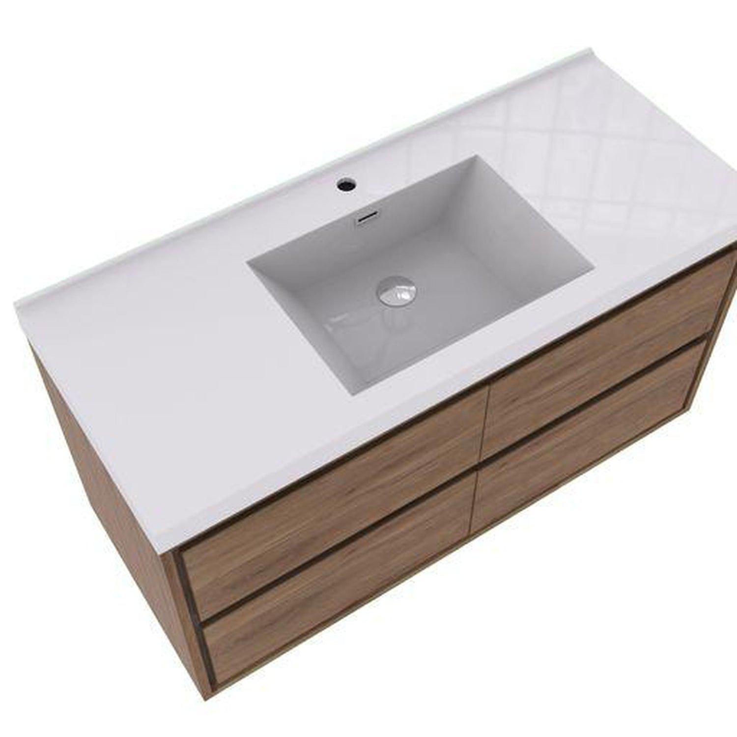 Eden 48&quot; White Oak Wall-Mounted Modern Vanity With Single Reinforced White Acrylic Sink