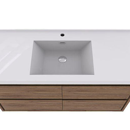 Eden 48&quot; White Oak Wall-Mounted Modern Vanity With Single Reinforced White Acrylic Sink