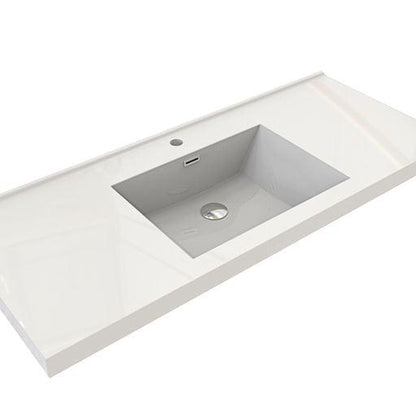 Eden 48&quot; White Oak Wall-Mounted Modern Vanity With Single Reinforced White Acrylic Sink