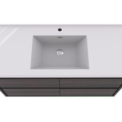 Eden 60&quot; Dark Gray Oak Wall-Mounted Modern Vanity With Single Reinforced White Acrylic Sink