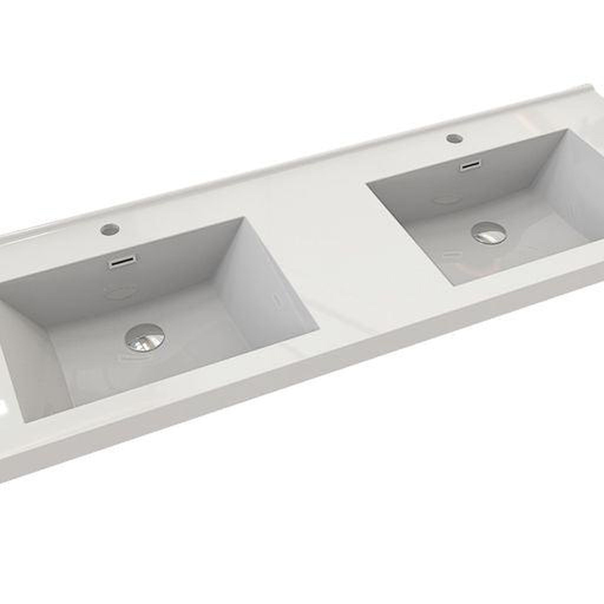 Eden 60&quot; High Gloss White Wall-Mounted Modern Vanity With Double Reinforced White Acrylic Sinks