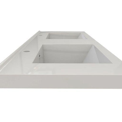 Eden 60&quot; High Gloss White Wall-Mounted Modern Vanity With Double Reinforced White Acrylic Sinks