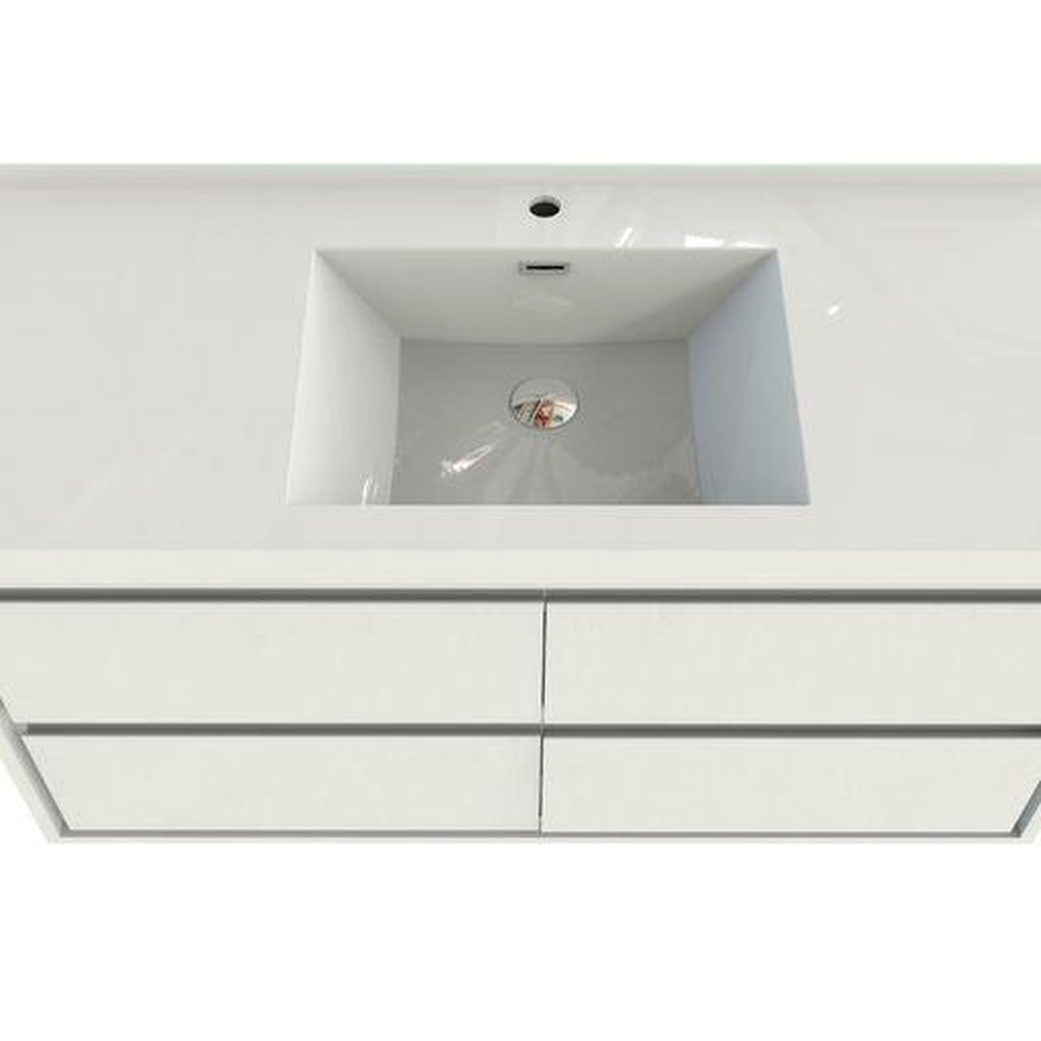 Eden 60&quot; High Gloss White Wall-Mounted Modern Vanity With Single Reinforced White Acrylic Sink