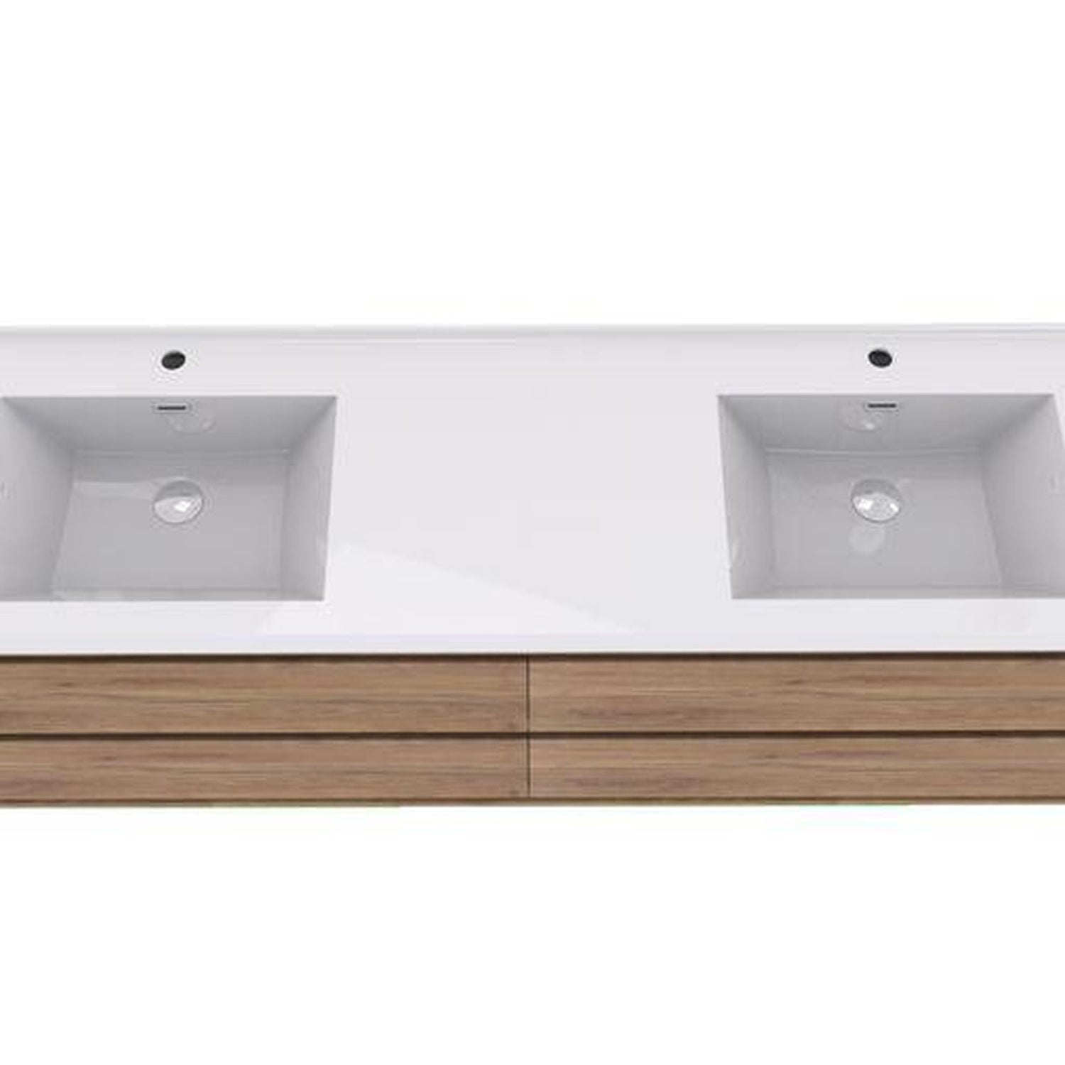 Eden 72&quot; White Oak Wall-Mounted Modern Vanity With Double Reinforced White Acrylic Sinks