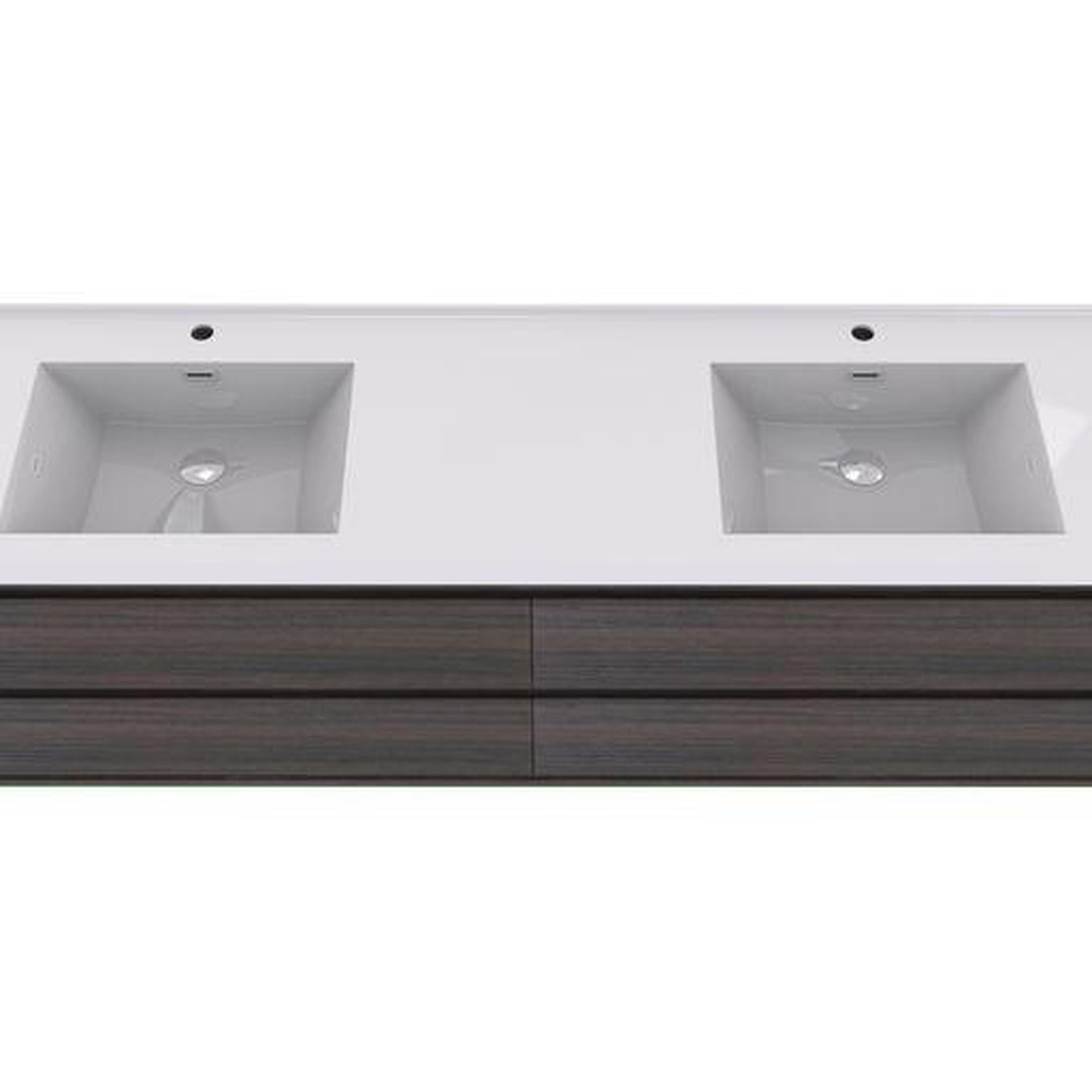 Eden 84&quot; Dark Gray Oak Wall-Mounted Modern Vanity With Double Reinforced White Acrylic Sinks