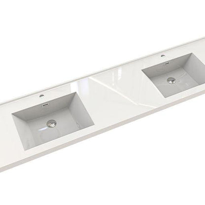 Eden 84&quot; Dark Gray Oak Wall-Mounted Modern Vanity With Double Reinforced White Acrylic Sinks