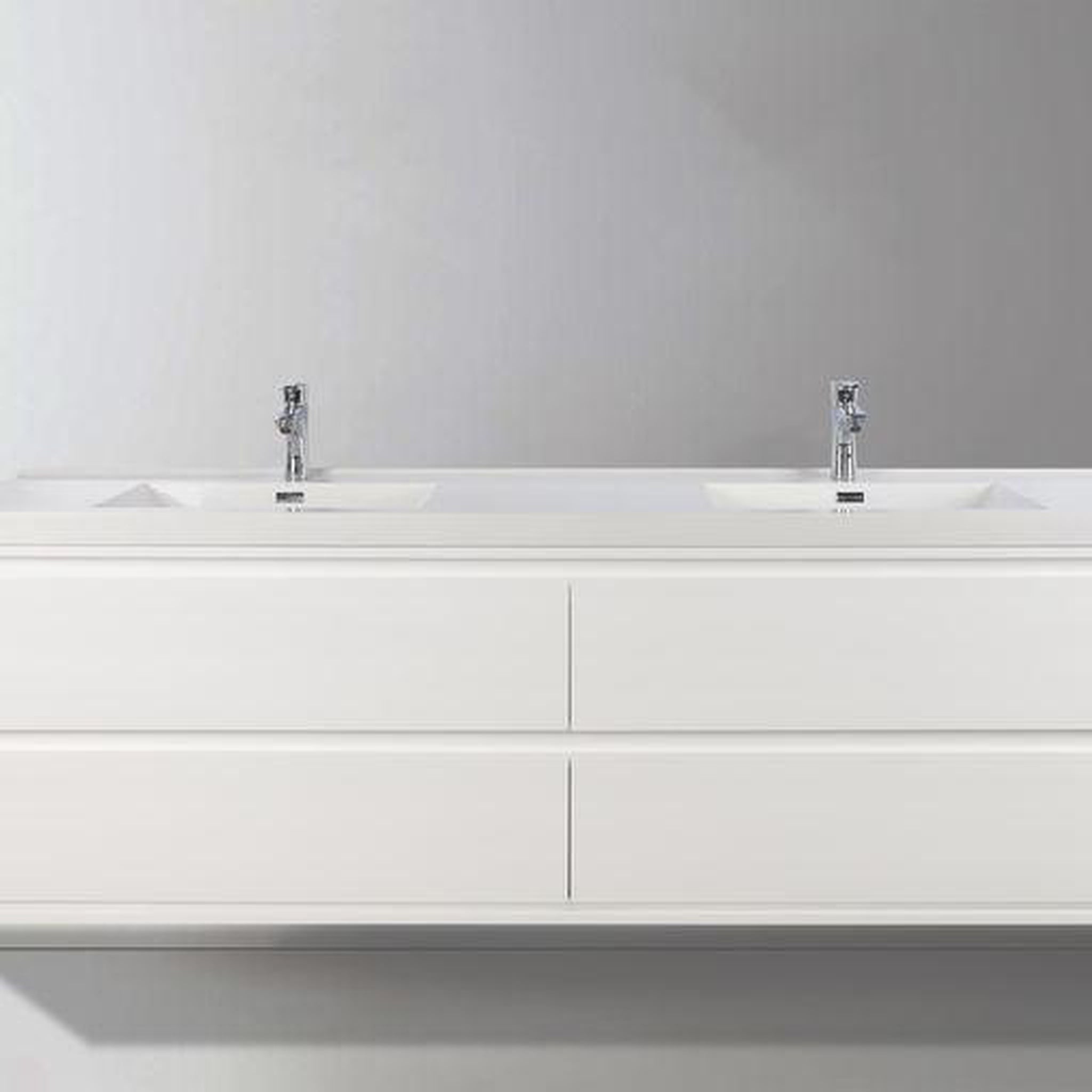 Eden 84&quot; High Gloss White Wall-Mounted Modern Vanity With Double Reinforced White Acrylic Sinks