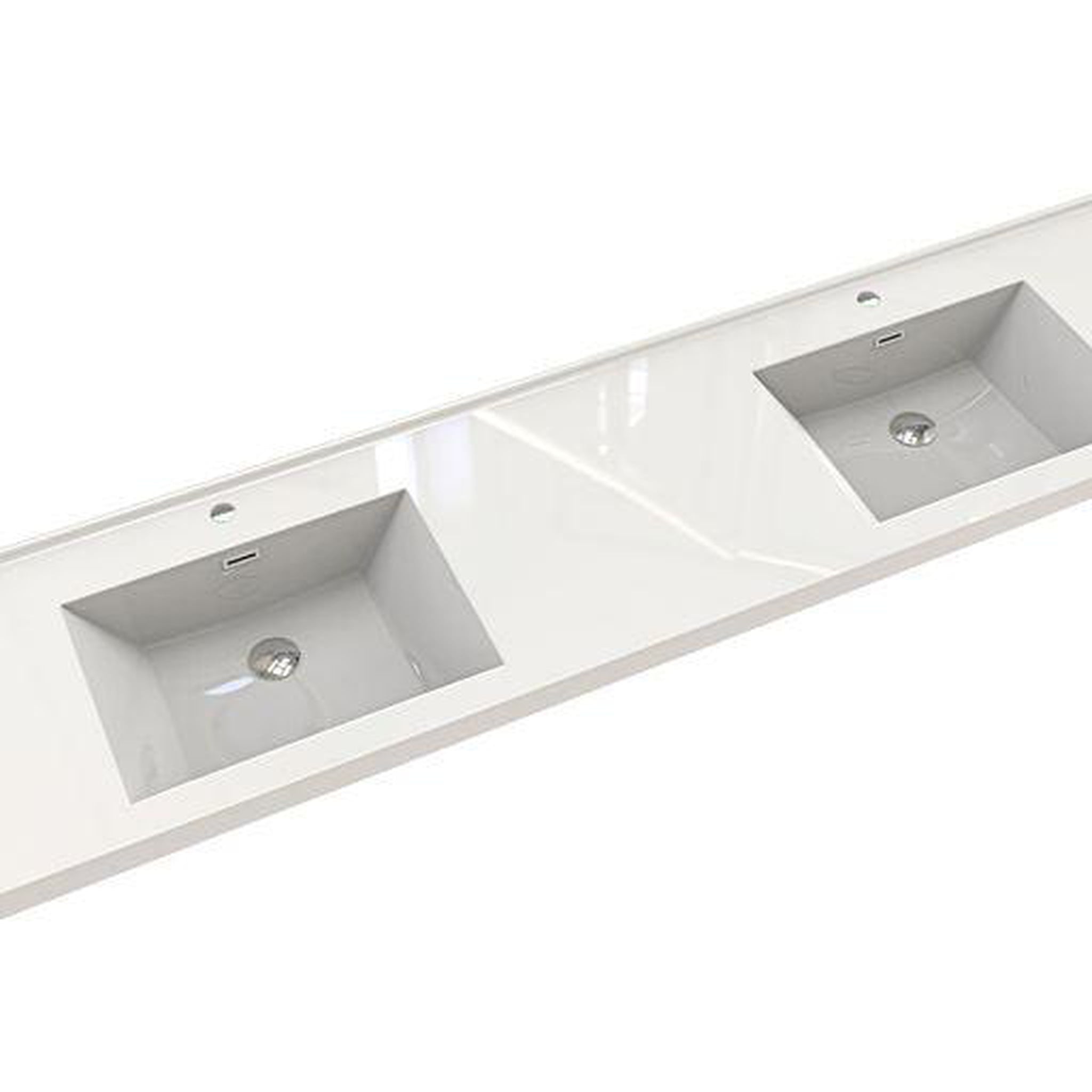 Eden 84&quot; High Gloss White Wall-Mounted Modern Vanity With Double Reinforced White Acrylic Sinks