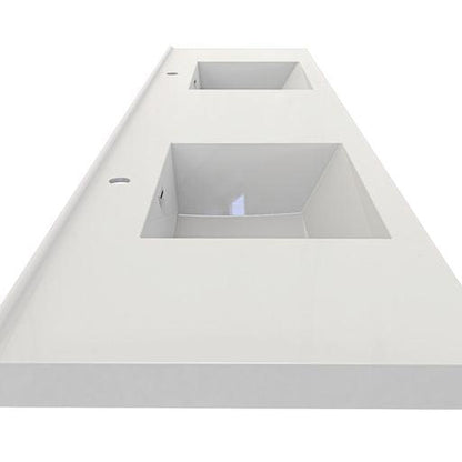 Eden 84&quot; High Gloss White Wall-Mounted Modern Vanity With Double Reinforced White Acrylic Sinks