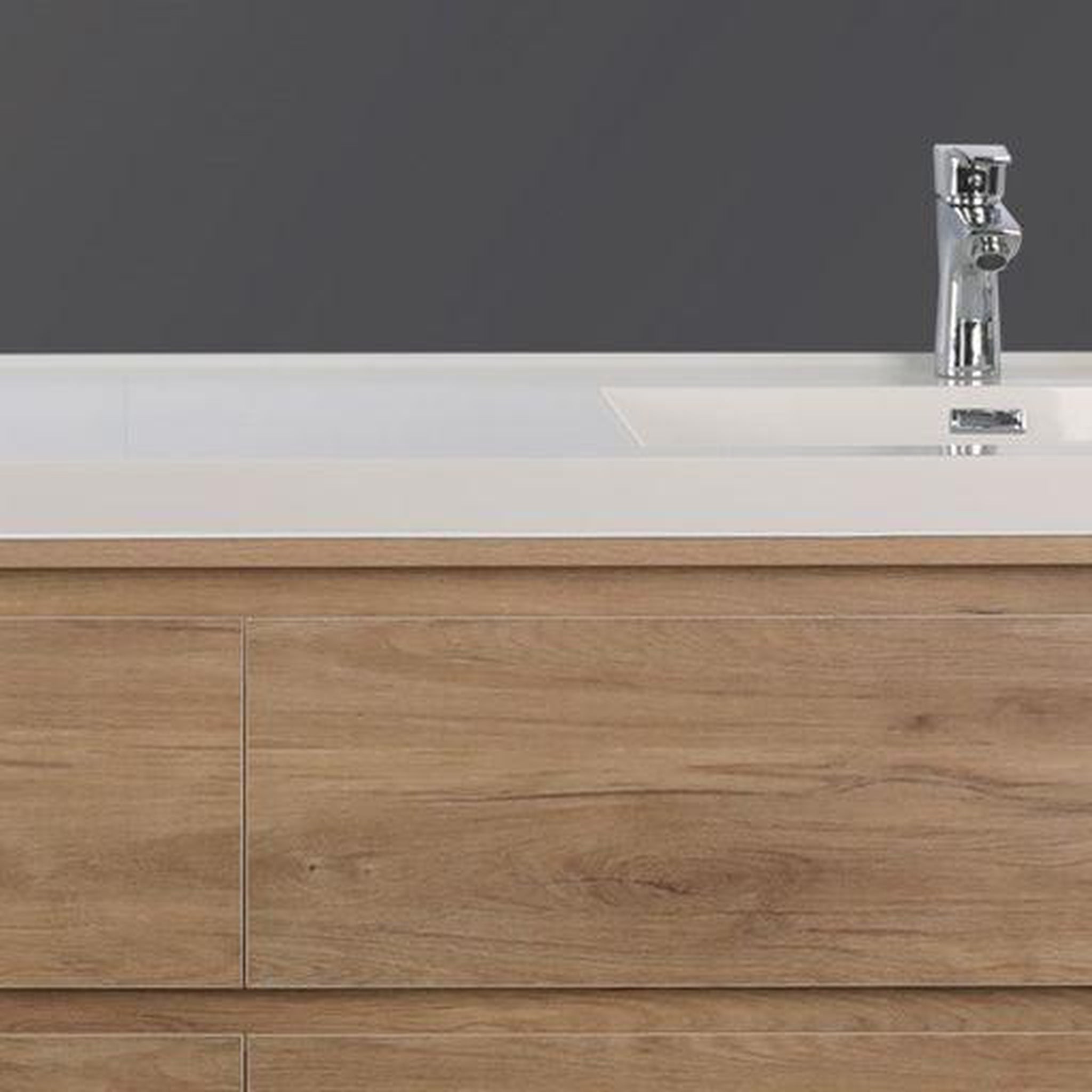 Eden 84&quot; White Oak Wall-Mounted Modern Vanity With Double Reinforced White Acrylic Sinks