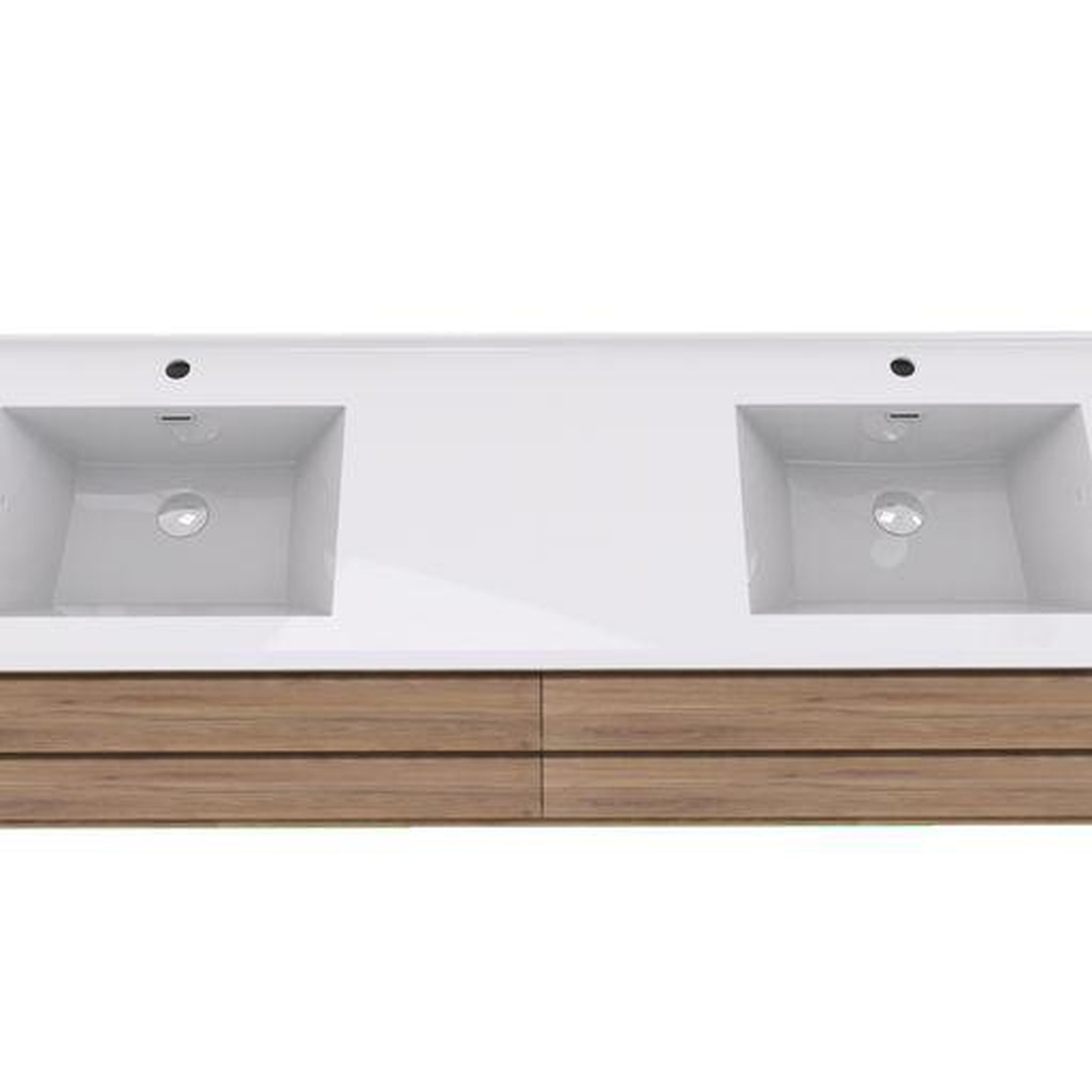 Eden 84&quot; White Oak Wall-Mounted Modern Vanity With Double Reinforced White Acrylic Sinks