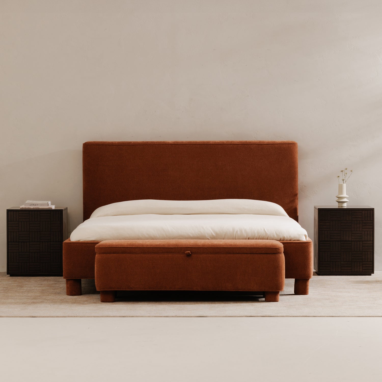 Itaro King Bed Deep Orange Beds, Orange / Wood Plywood