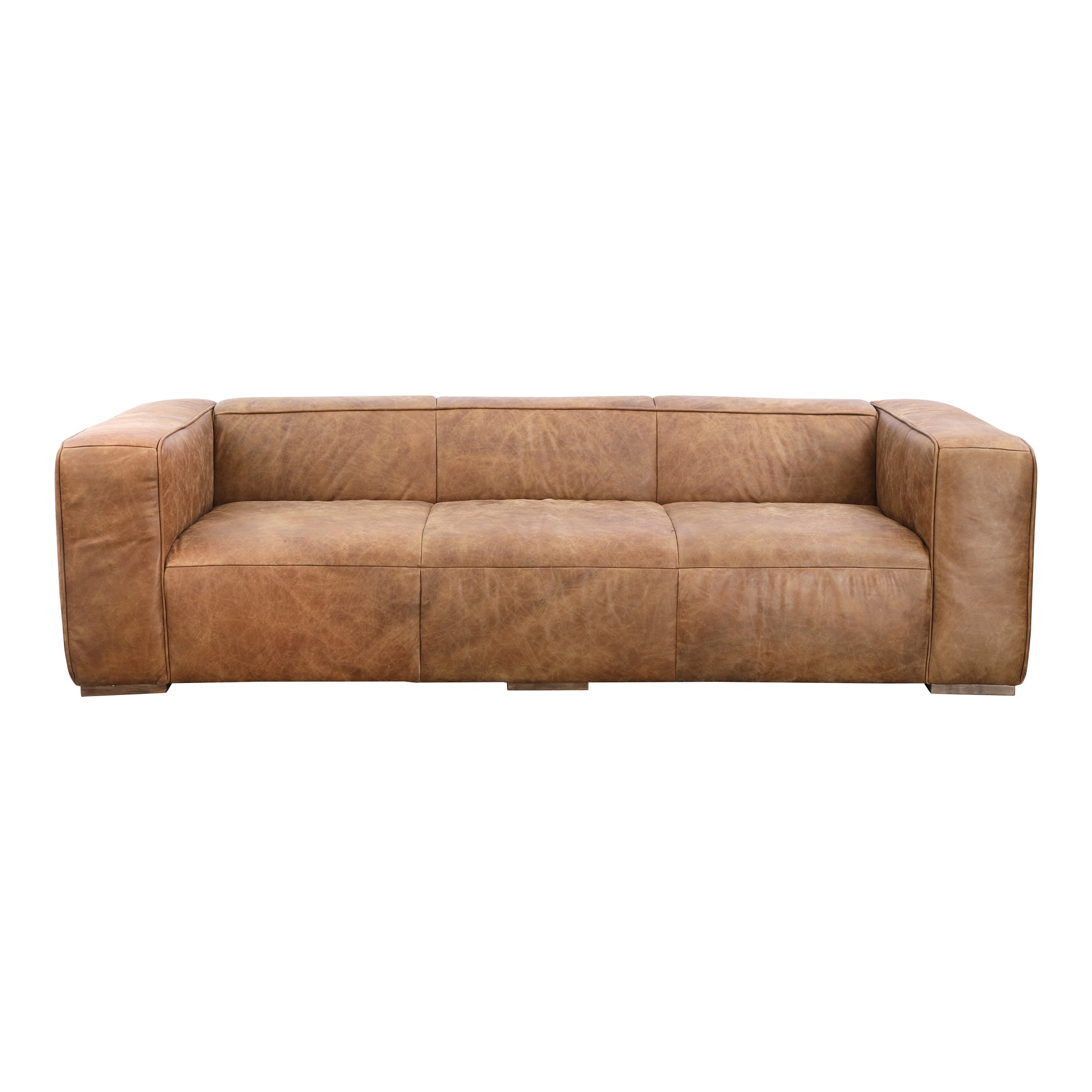 Birming Sofa Dark Brown Leather Sofas, Brown / Hardwood and Plywood Frame