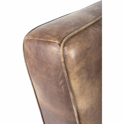 Kappa Ottoman Dark Brown Leather Ottomans, Brown / Oak Frame