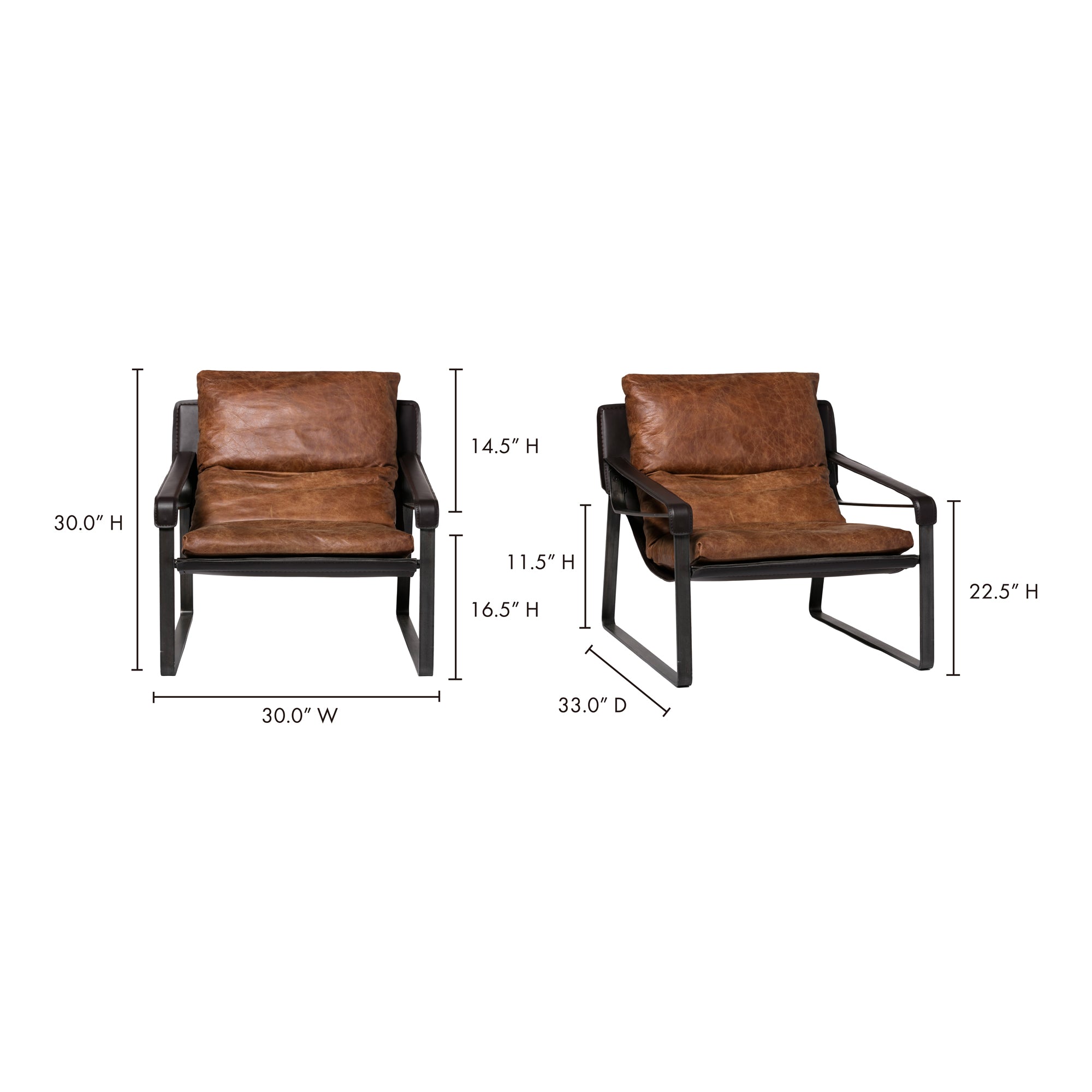 Shelton Dining Chair Nimbus Black Leather-Set Of Two Dining Chairs, Black / Iron Frame