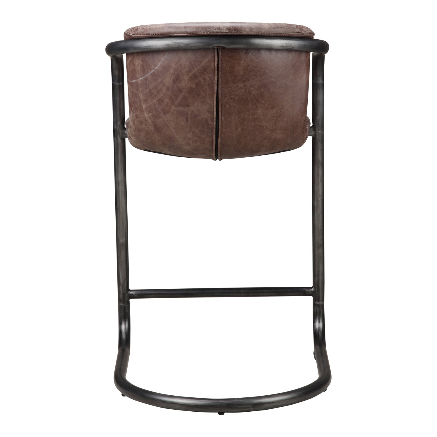 Freeman Counter Stool Onyx Black Leather - Set Of Two Counter Stools, Black / Iron Frame