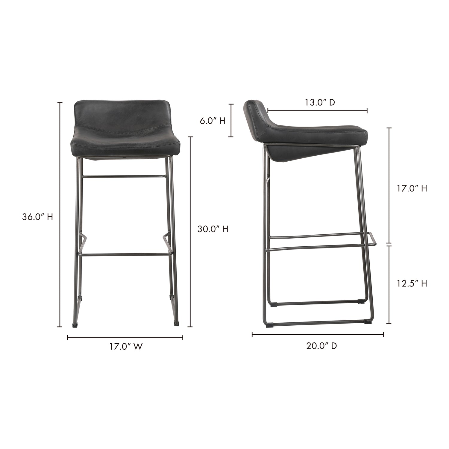 Shelby Counter Stool Black Counter Stools, Black / Steel Legs