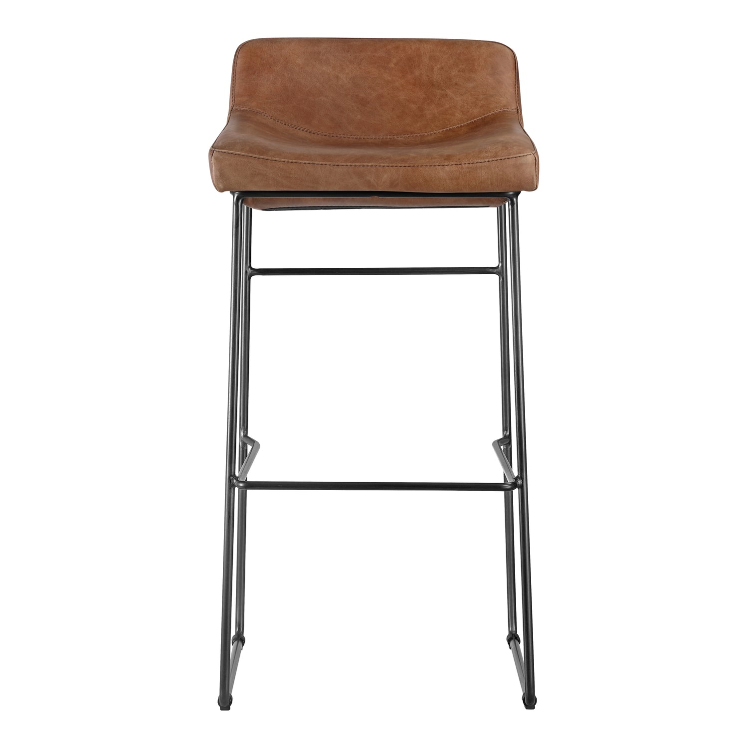 Starlit Counter Stool Open Road Brown Leather - Set Of Two Counter Stools, Brown / Iron Legs