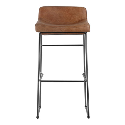 Starlit Counter Stool Open Road Brown Leather - Set Of Two Counter Stools, Brown / Iron Legs