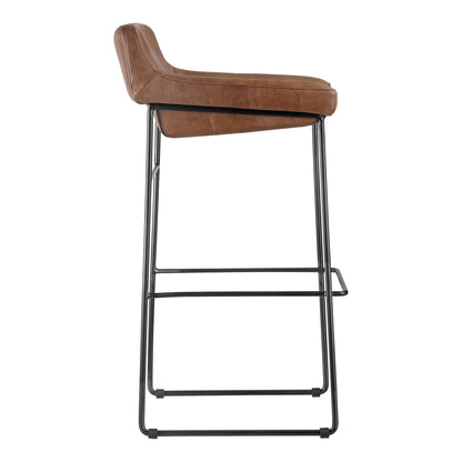 Starlit Counter Stool Open Road Brown Leather - Set Of Two Counter Stools, Brown / Iron Legs