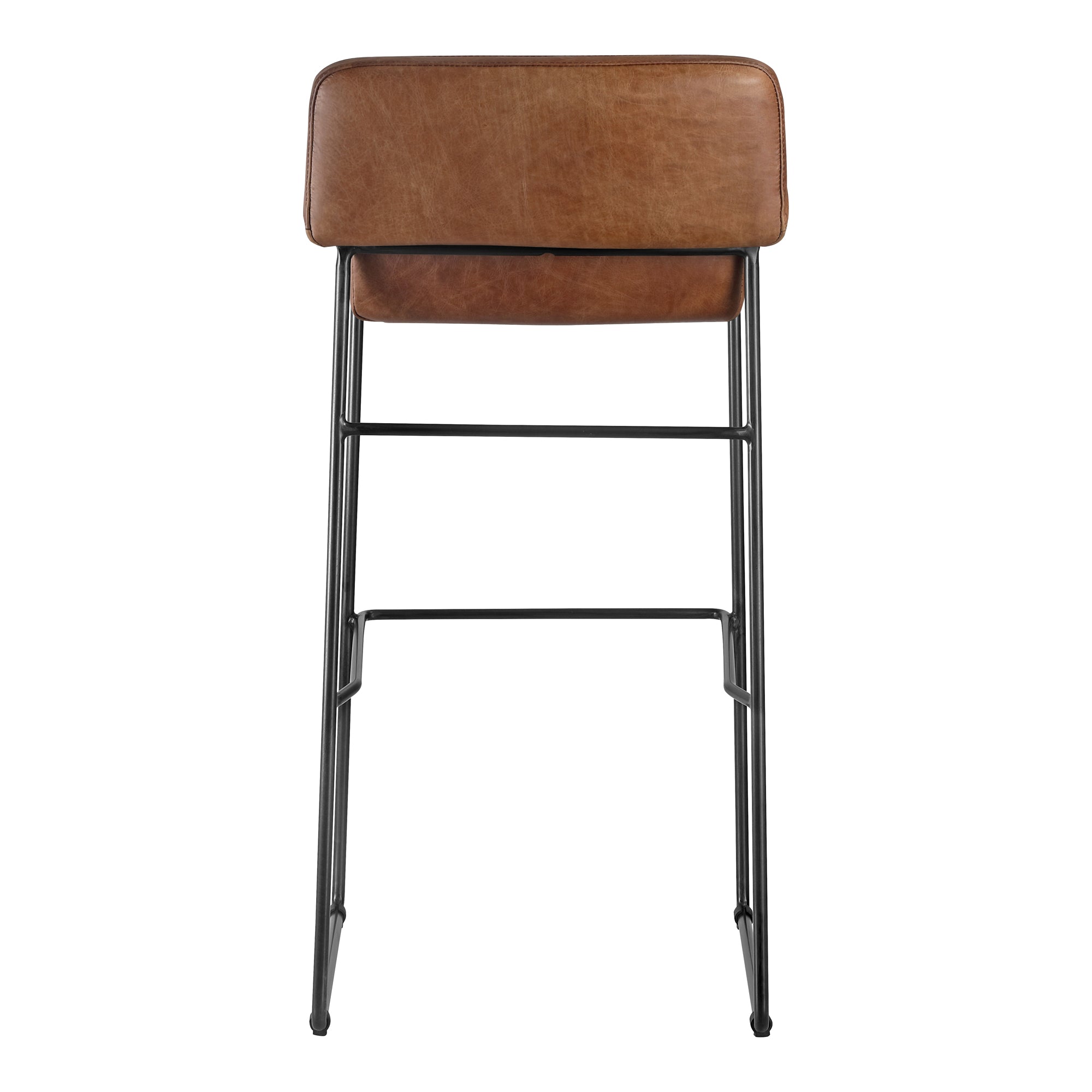 Starlit Counter Stool Open Road Brown Leather - Set Of Two Counter Stools, Brown / Iron Legs